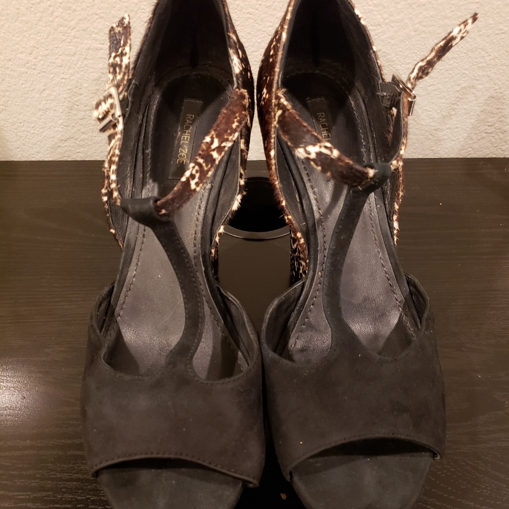 Rachel Zoe Black Suede&Ponyhair Platform Sandals